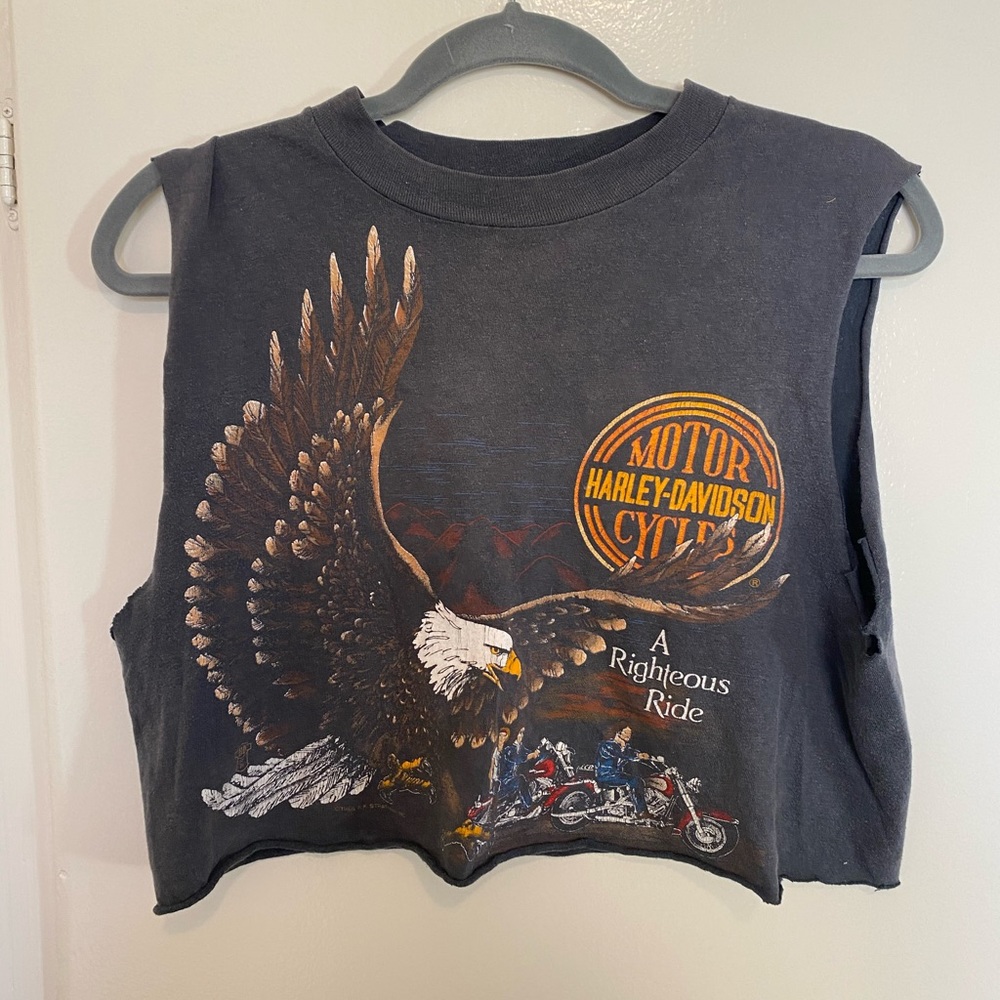 Vintage 1970s Harley Davidson cut off